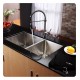 Kraus KHU103-33-KPF1612-KSD30 32 3/4" Double Bowl Undermount Stainless Steel Kitchen Sink with Commercial Style Kitchen Faucet and Soap Dispenser