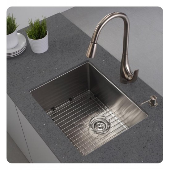 Kraus KHU23 Pax 22 1/2" Single Bowl Undermount Stainless Steel Rectangular Kitchen Sink