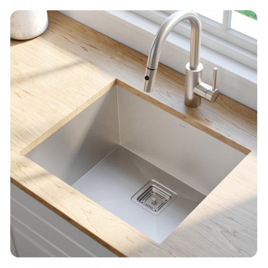 Kraus KHU23 Pax 22 1/2" Single Bowl Undermount Stainless Steel Rectangular Kitchen Sink