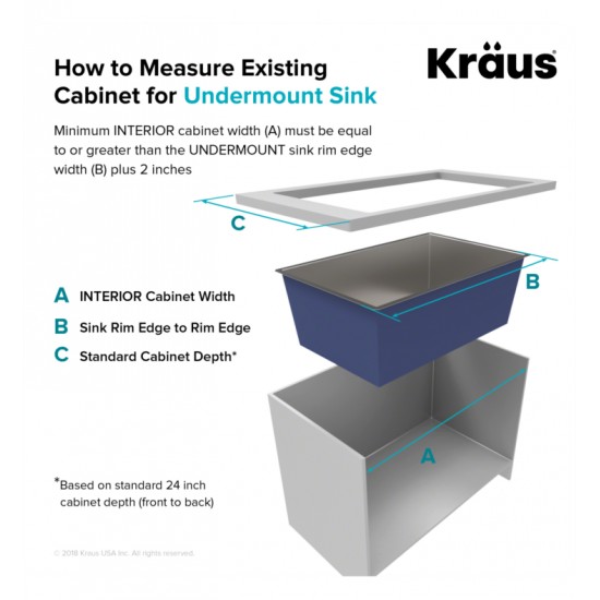 Kraus KHU23 Pax 22 1/2" Single Bowl Undermount Stainless Steel Rectangular Kitchen Sink