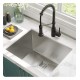 Kraus KHU24L-1610-53 Pax 24" Single Bowl Undermount Stainless Steel Laundry Utility Sink with Pull Down Kitchen Faucet and Soap Dispenser