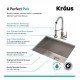 Kraus KHU24L-1610-53 Pax 24" Single Bowl Undermount Stainless Steel Laundry Utility Sink with Pull Down Kitchen Faucet and Soap Dispenser