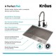 Kraus KHU24L-1610-53 Pax 24" Single Bowl Undermount Stainless Steel Laundry Utility Sink with Pull Down Kitchen Faucet and Soap Dispenser