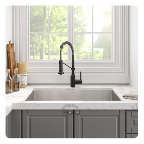 Kraus KHU29-1610-53 Pax 28 1/2" Single Bowl Undermount Stainless Steel Kitchen Sink with Pull Down Kitchen Faucet and Soap Dispenser