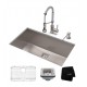 Kraus KHU29-1610-53 Pax 28 1/2" Single Bowl Undermount Stainless Steel Kitchen Sink with Pull Down Kitchen Faucet and Soap Dispenser