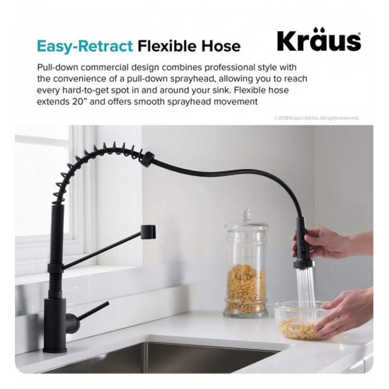 Kraus KHU29-1610-53 Pax 28 1/2" Single Bowl Undermount Stainless Steel Kitchen Sink with Pull Down Kitchen Faucet and Soap Dispenser