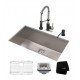 Kraus KHU29-1610-53 Pax 28 1/2" Single Bowl Undermount Stainless Steel Kitchen Sink with Pull Down Kitchen Faucet and Soap Dispenser