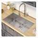 Kraus KHU29-1610-53 Pax 28 1/2" Single Bowl Undermount Stainless Steel Kitchen Sink with Pull Down Kitchen Faucet and Soap Dispenser