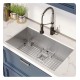 Kraus KHU29-1610-53 Pax 28 1/2" Single Bowl Undermount Stainless Steel Kitchen Sink with Pull Down Kitchen Faucet and Soap Dispenser