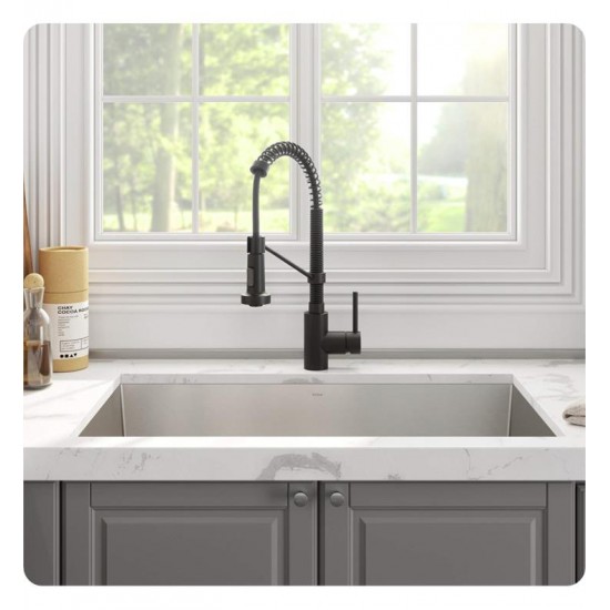 Kraus KHU32-1610-53 Pax 31 1/2" Single Bowl Undermount Stainless Steel Kitchen Sink with Pull Down Kitchen Faucet and Soap Dispenser