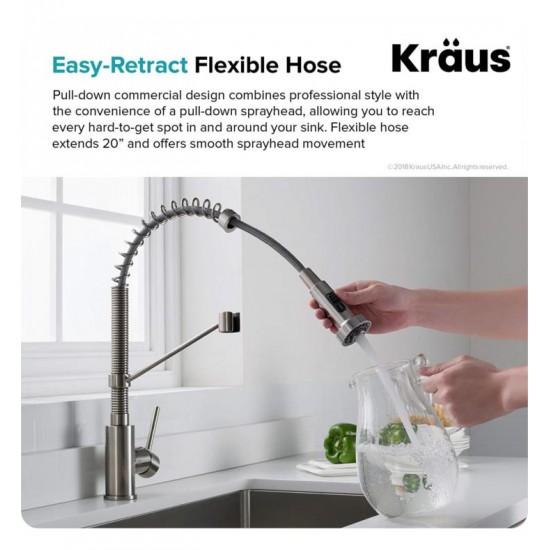 Kraus KHU32-1610-53 Pax 31 1/2" Single Bowl Undermount Stainless Steel Kitchen Sink with Pull Down Kitchen Faucet and Soap Dispenser