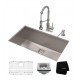 Kraus KHU32-1610-53 Pax 31 1/2" Single Bowl Undermount Stainless Steel Kitchen Sink with Pull Down Kitchen Faucet and Soap Dispenser