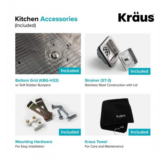 Kraus KHU32-1610-53 Pax 31 1/2" Single Bowl Undermount Stainless Steel Kitchen Sink with Pull Down Kitchen Faucet and Soap Dispenser