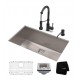 Kraus KHU32-1610-53 Pax 31 1/2" Single Bowl Undermount Stainless Steel Kitchen Sink with Pull Down Kitchen Faucet and Soap Dispenser