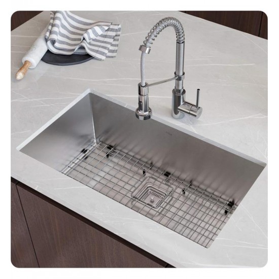 Kraus KHU32-1610-53 Pax 31 1/2" Single Bowl Undermount Stainless Steel Kitchen Sink with Pull Down Kitchen Faucet and Soap Dispenser