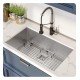 Kraus KHU32-1610-53 Pax 31 1/2" Single Bowl Undermount Stainless Steel Kitchen Sink with Pull Down Kitchen Faucet and Soap Dispenser