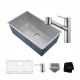 Kraus KHU32-2610-41 Pax 30 1/2" Single Bowl Undermount Stainless Steel Kitchen Sink with Pull-Out Kitchen Faucet and Soap Dispenser