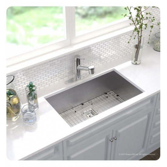 Kraus KHU32-2610-41 Pax 30 1/2" Single Bowl Undermount Stainless Steel Kitchen Sink with Pull-Out Kitchen Faucet and Soap Dispenser