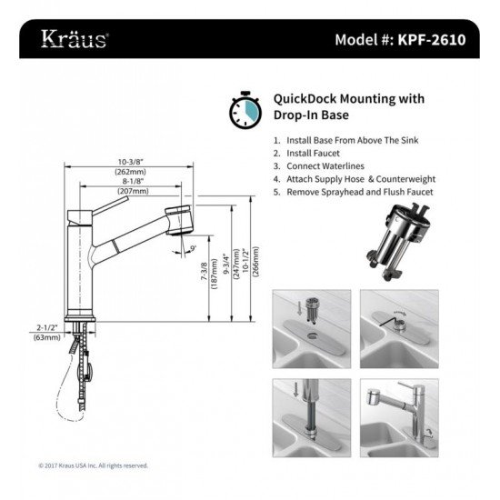 Kraus KHU32-2610-41 Pax 30 1/2" Single Bowl Undermount Stainless Steel Kitchen Sink with Pull-Out Kitchen Faucet and Soap Dispenser