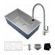 Kraus KHU32-2730-41CH Pax 30 1/2" Single Bowl Undermount Stainless Steel Kitchen Sink with Flex Kitchen Faucet and Soap Dispenser