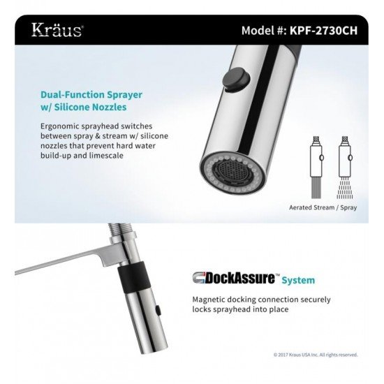 Kraus KHU32-2730-41CH Pax 30 1/2" Single Bowl Undermount Stainless Steel Kitchen Sink with Flex Kitchen Faucet and Soap Dispenser