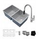 Kraus KHU322-2720-41 Pax 31 1/2" Double Bowl Undermount Stainless Steel Kitchen Sink with Pull-Down Kitchen Faucet and Soap Dispenser