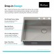 Kraus KP1TS33S-4 Pax 33" Single Bowl Drop-In Stainless Steel Rectangular Kitchen Sink in Satin Nickel with Four Pre-Drilled Holes