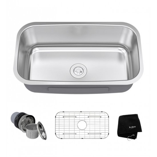 Kraus KBU14 31 1/2" Single Bowl Undermount Stainless Steel Rectangular Kitchen Sink