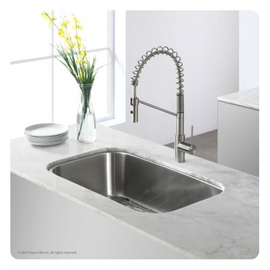 Kraus KBU14 31 1/2" Single Bowl Undermount Stainless Steel Rectangular Kitchen Sink