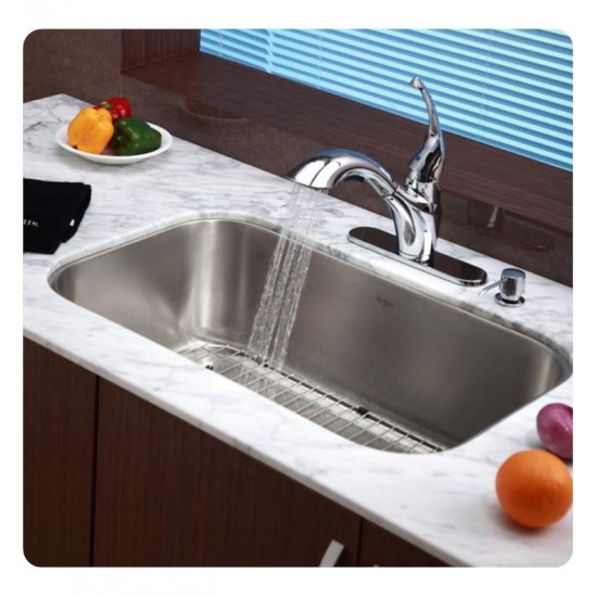 Kraus KBU14 31 1/2" Single Bowl Undermount Stainless Steel Rectangular Kitchen Sink