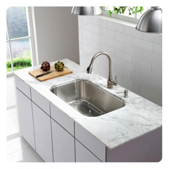 Kraus KBU14 31 1/2" Single Bowl Undermount Stainless Steel Rectangular Kitchen Sink