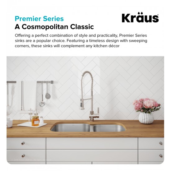 Kraus KBU24 32" Double Bowl Undermount Stainless Steel Rectangular Kitchen Sink