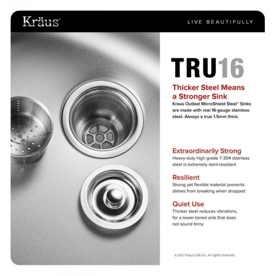 Kraus KBU24E Outlast MicroShield 32" Double Bowl Undermount Stainless Steel Rectangular Kitchen Sink