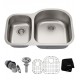 Kraus KBU25 32 3/8" Double Bowl Undermount Stainless Steel Rectangular Kitchen Sink