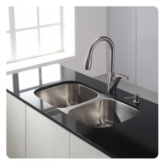 Kraus KBU28 38 5/8" Double Bowl Undermount Stainless Steel Rectangular Kitchen Sink