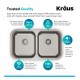 Kraus KBU29 31 3/8" Double Bowl Undermount Stainless Steel Rectangular Kitchen Sink