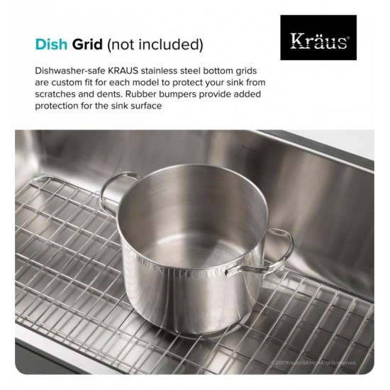 Kraus KD1US17B Dex 16 7/8" Single Bowl Undermount Stainless Steel Kitchen Sink