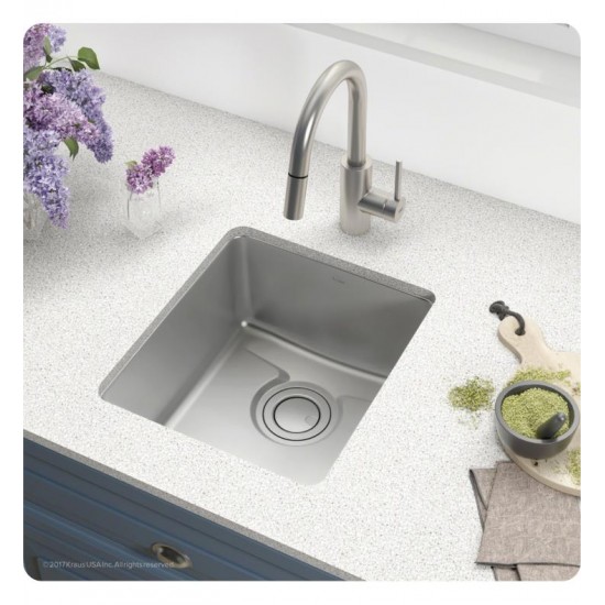 Kraus KD1US17B Dex 16 7/8" Single Bowl Undermount Stainless Steel Kitchen Sink