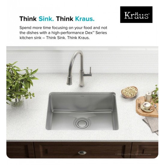 Kraus KD1US25B Dex 24 3/4" Single Bowl Undermount Stainless Steel Rectangular Kitchen Sink