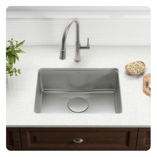 Kraus KD1US25B Dex 24 3/4" Single Bowl Undermount Stainless Steel Rectangular Kitchen Sink