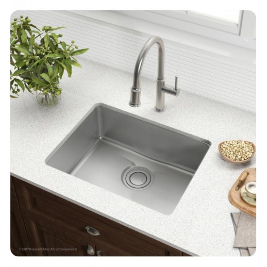 Kraus KD1US25B Dex 24 3/4" Single Bowl Undermount Stainless Steel Rectangular Kitchen Sink