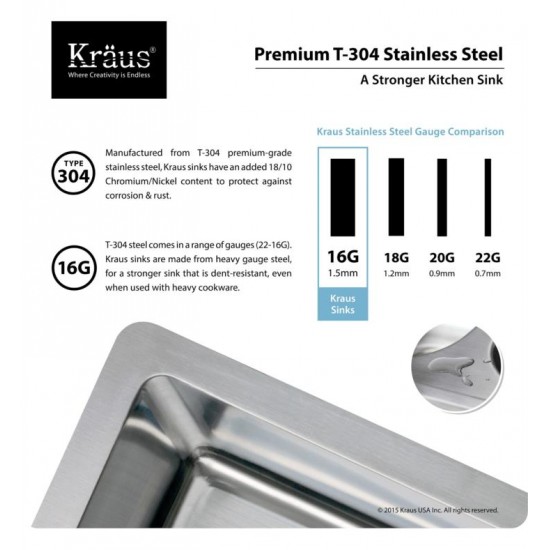 Kraus KHU100-32-1630-42 32" Single Bowl Undermount Stainless Steel Kitchen Sink with Pull Down Faucet and Soap Dispenser