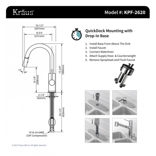 Kraus KHU100-32-2620-41SS 32" Single Bowl Undermount Stainless Steel Kitchen Sink with Pull-Down Kitchen Faucet and Soap Dispenser