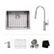 Kraus KHU101-23-1630-42 23" Single Bowl Undermount Stainless Steel Kitchen Sink with Nola Pull Down Kitchen Faucet and Soap Dispenser