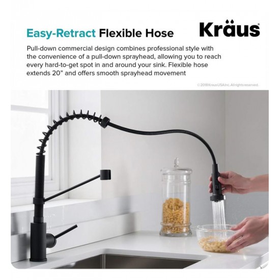 Kraus KHU103-33-1610-53 Standart Pro 32 3/4" Double Bowl Undermount Kitchen Sink with Commercial Pull-Down Kitchen Faucet