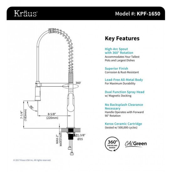 Kraus KHU32-1650-41 Pax 30 1/2" Single Bowl Undermount Stainless Steel Kitchen Sink with Pre-Rinse Kitchen Faucet and Soap Dispenser