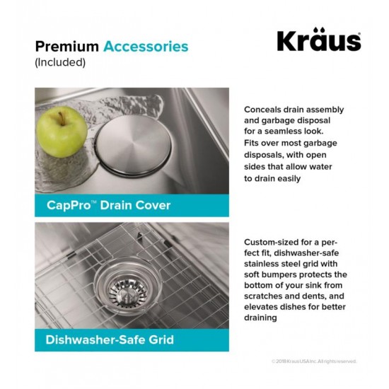 Kraus KP1TS15S-1 Pax 15" Single Bowl Drop-In Stainless Steel Rectangular Kitchen Sink