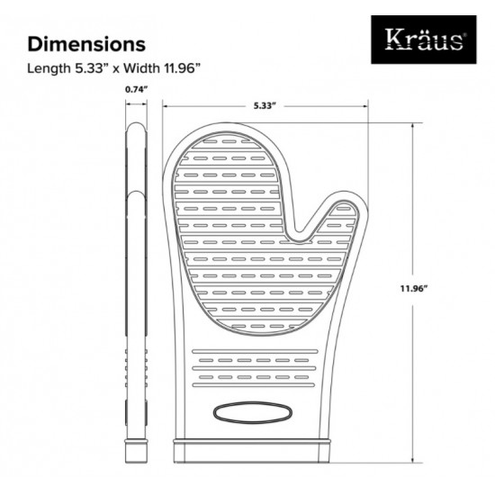 Kraus KSM-1BLACK Heat-Resistant 100% Food-Safe Silicone Non-Slip Oven Mitt in Black