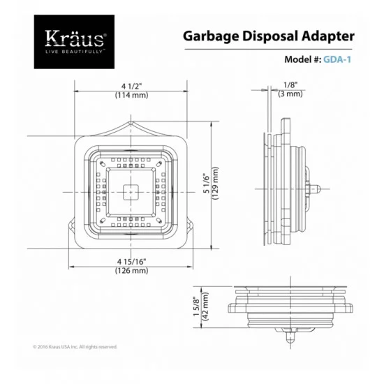 Square Garbage Disposal Adapter