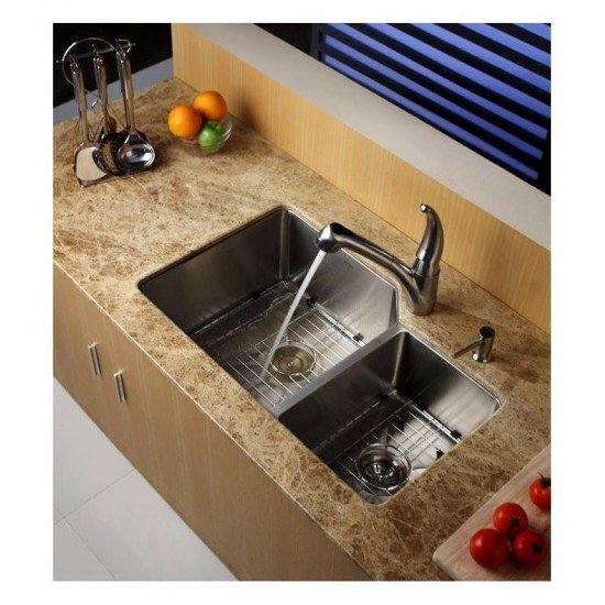 Kraus KBG-123-32-2 10 5/8" Stainless Steel Bottom Sink Grid with Protective Anti-Scratch Bumpers for Right Bowl Kitchen Sink